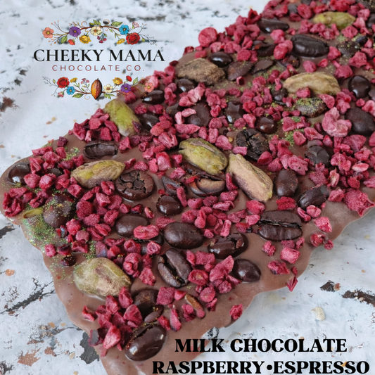 Raspberry•Espresso Artisanal Belgian Chocolate Bark