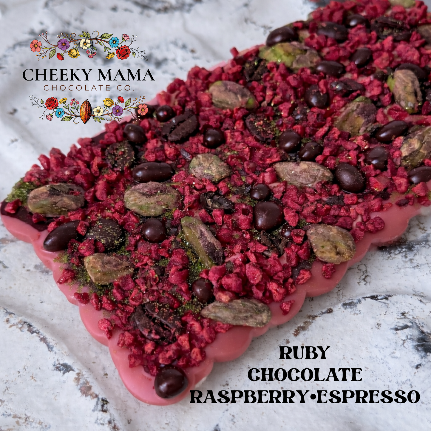 Raspberry•Espresso Artisanal Belgian Chocolate Bark